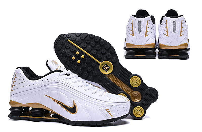 nike shox R4 shoes men-white/gold/black